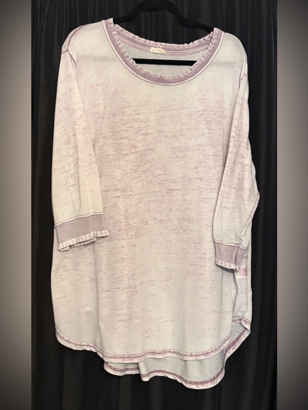 Light Lavender Ruffle Trim Tunic Top